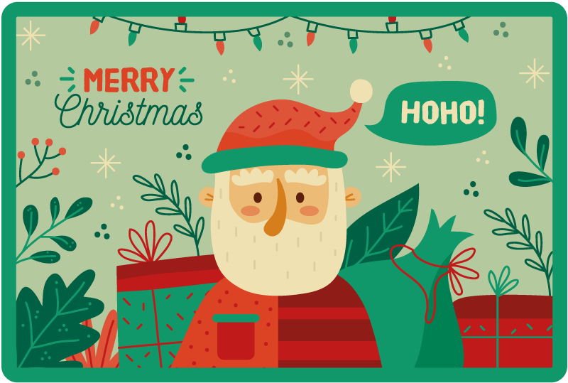 Vinyl teppich weihnachten mit festlicher santa illustration - TenStickers