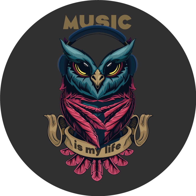 Vinyl Teppich Jugendzimmer eule musik emblem - TenStickers