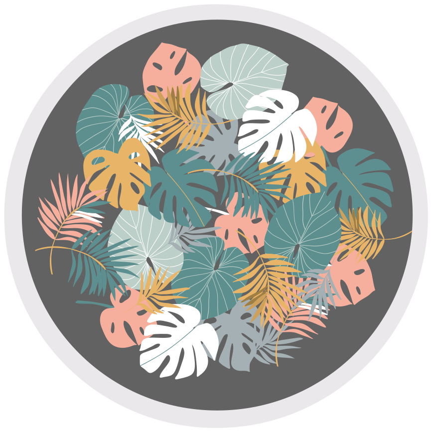 Vinyl Teppich Blumen botanischer blattkreis - TenStickers