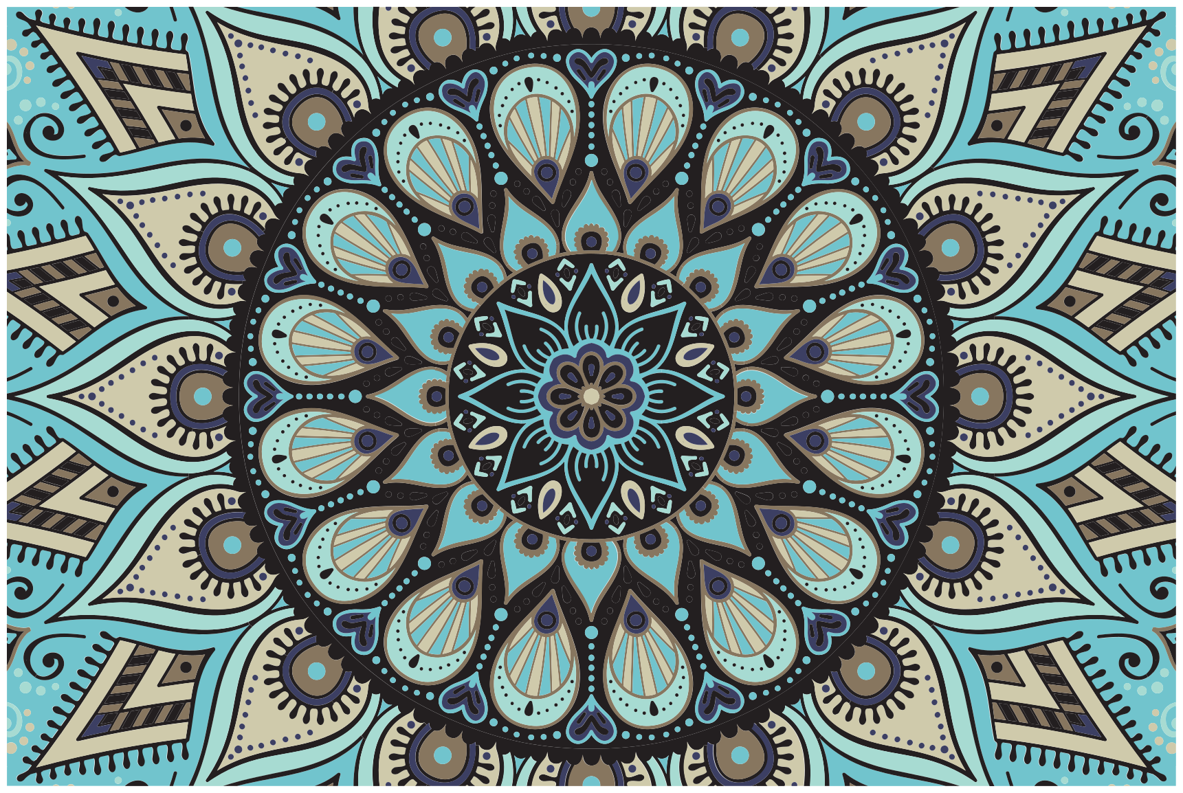 Vinyl Teppich Mandala verziertes kreisförmiges motiv - TenStickers
