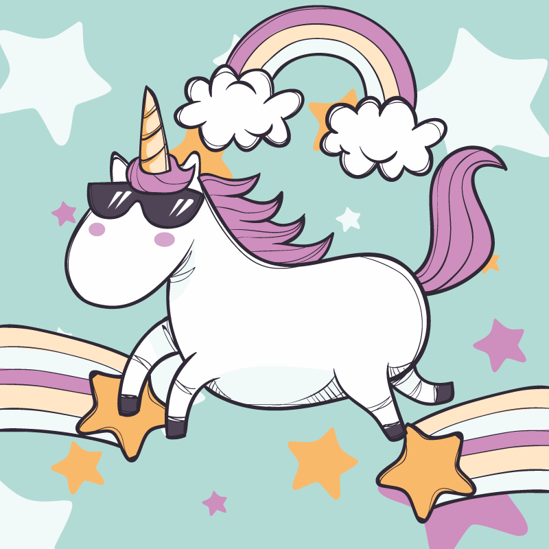 Vinyl Teppich kindlich einhorn regenbogen - TenStickers