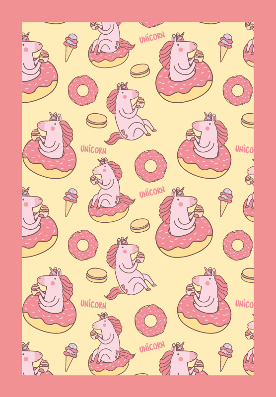 Vinyl Teppich Kinder einhorn-donut-muster - TenStickers
