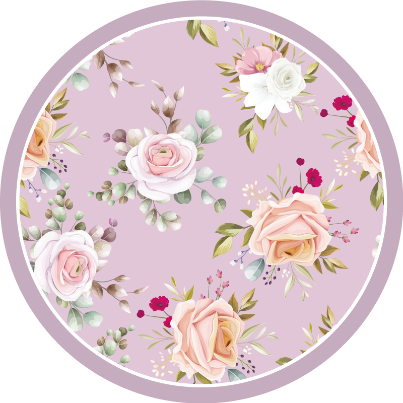 Vinyl Teppich Blumen florale kreiseleganz - TenStickers