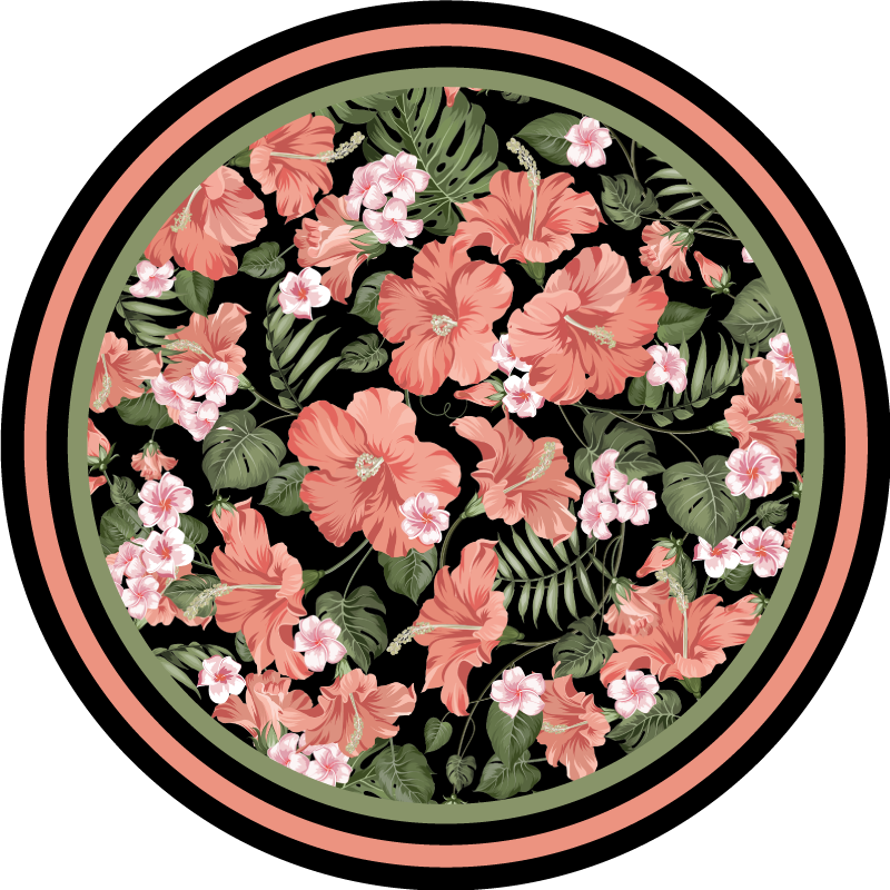Vinyl Teppich Blumen florales kreisförmiges motiv - TenStickers