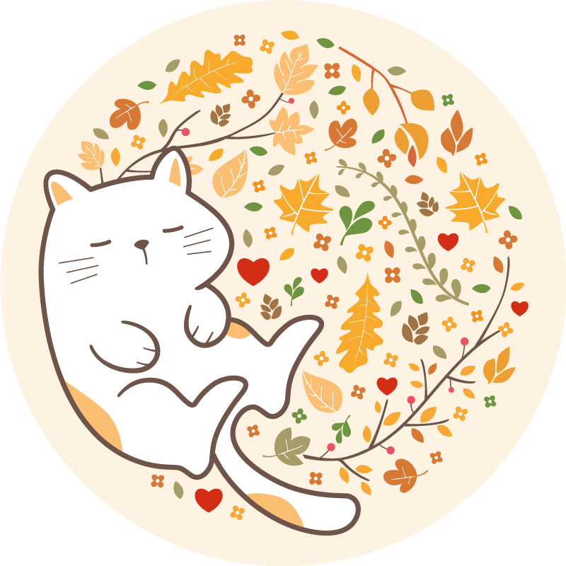 Vinyl Teppich kindlich herbstkatzenillustration - TenStickers