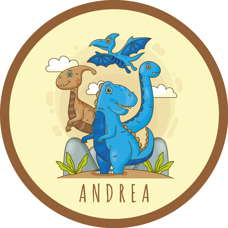 Vinyl Teppich mit Namen dinosaurier-kreis-komposition - TenStickers