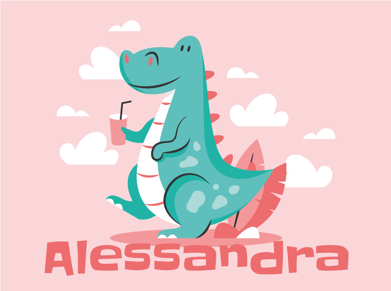 Vinyl Teppich mit Namen personalisierter drache - TenStickers