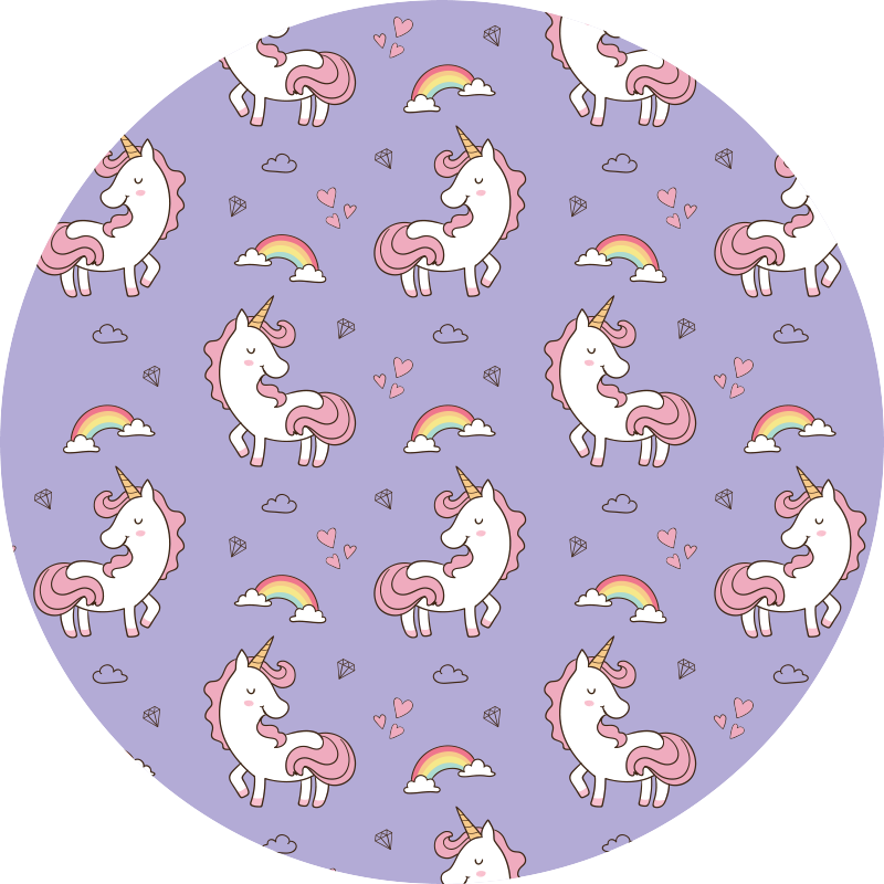 Vinyl Teppich Kinderzimmer einhorn-fantasiemuster - TenStickers