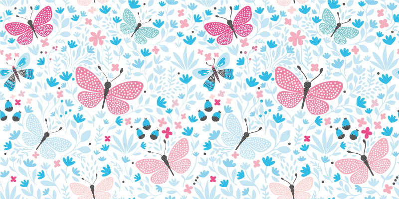 Vinyl teppich blumen schmetterling floral - TenStickers