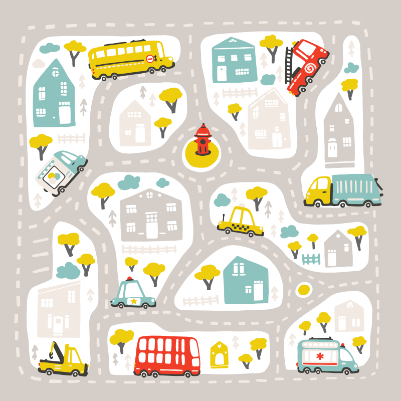 Vinyl Teppich Kinderzimmer urbaner spielparcours - TenStickers