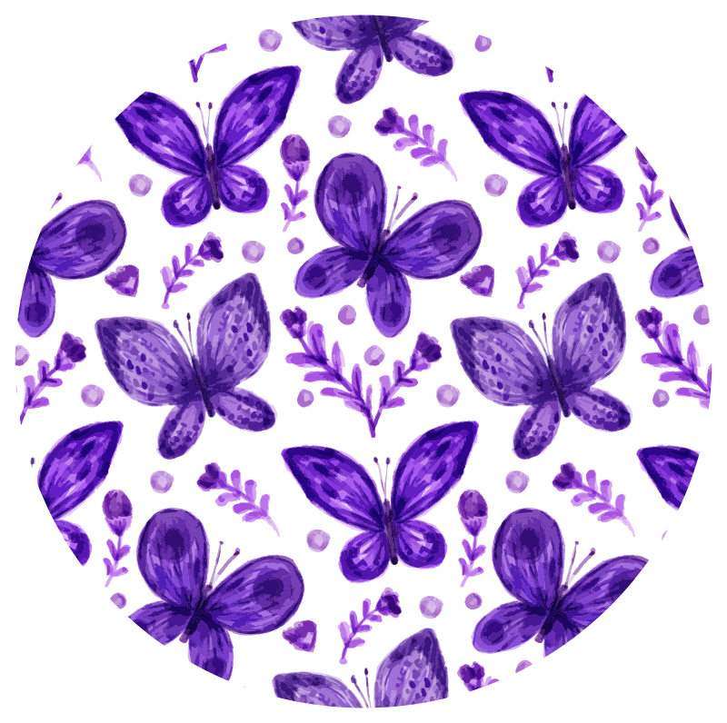 Vinyl Teppich Blumen schmetterling kreis muster - TenStickers