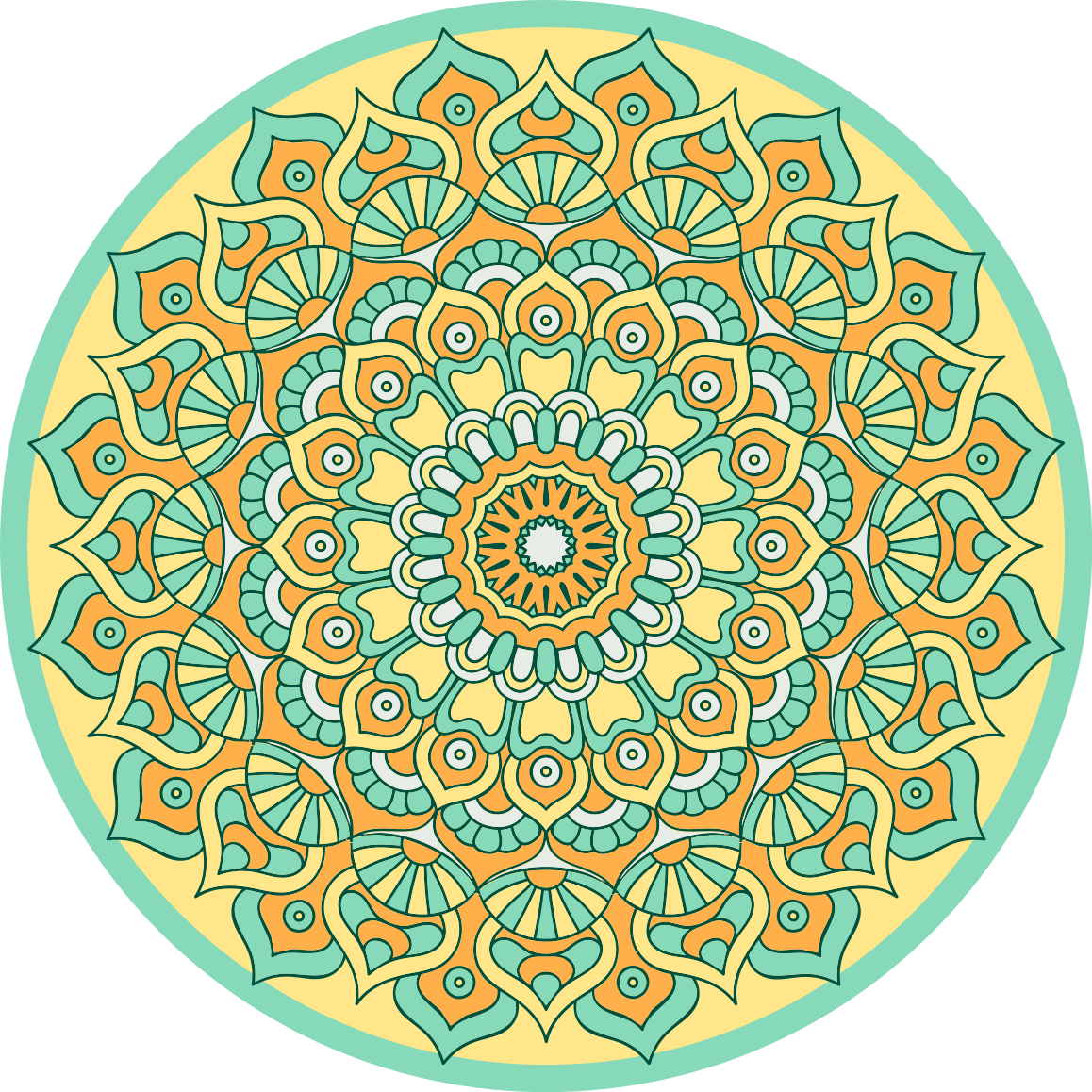 Vinyl teppich mandala im kreisförmigen design - TenStickers