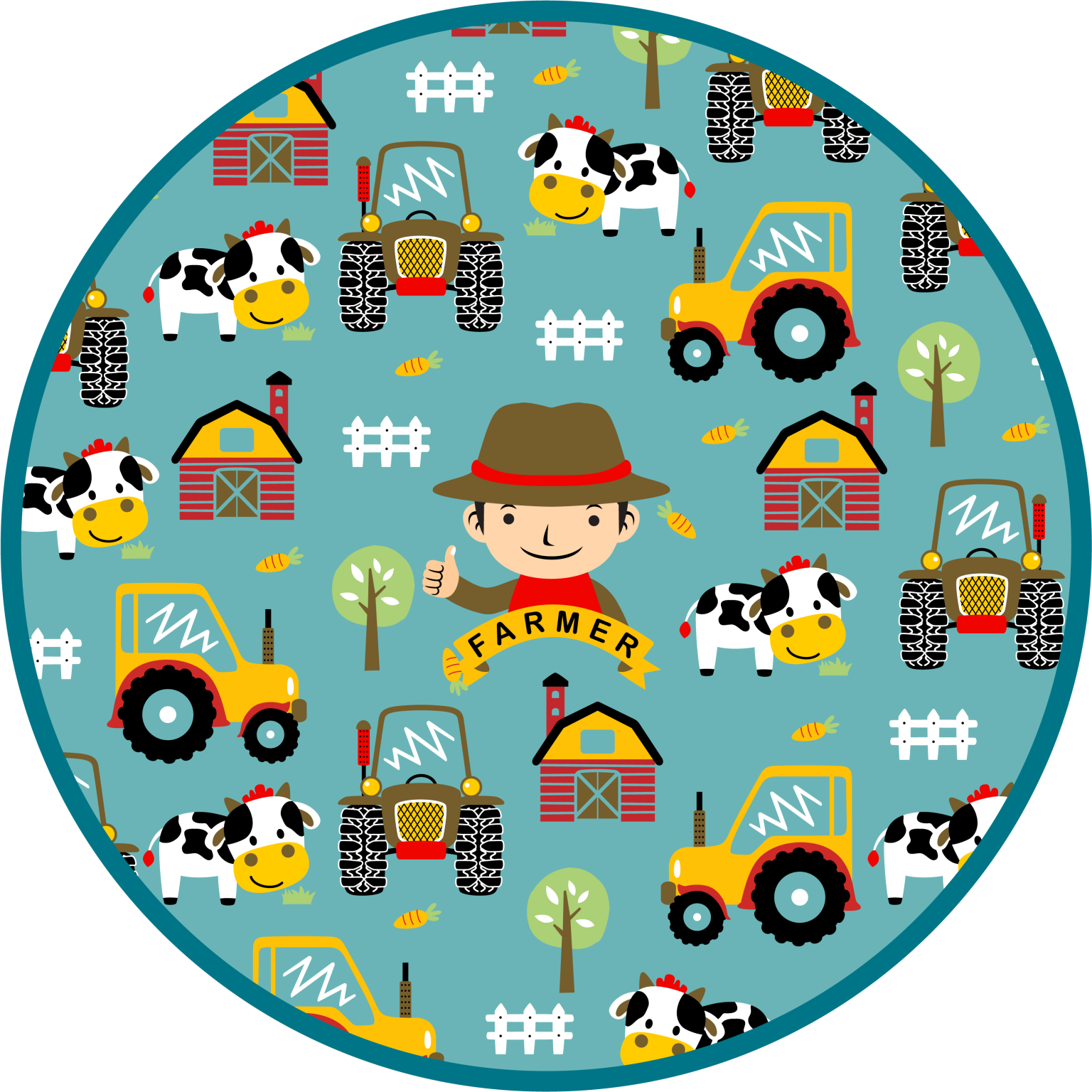 Vinyl Teppich kindlich bauer spaß muster - TenStickers
