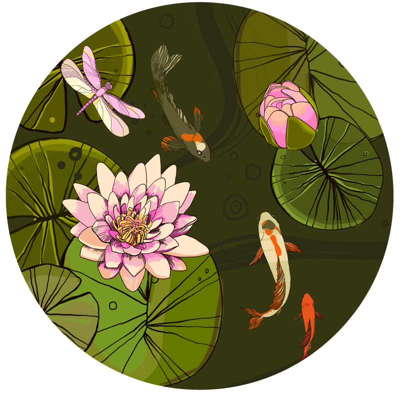 Vinyl Teppich Blumen abbildung der teichfauna - TenStickers
