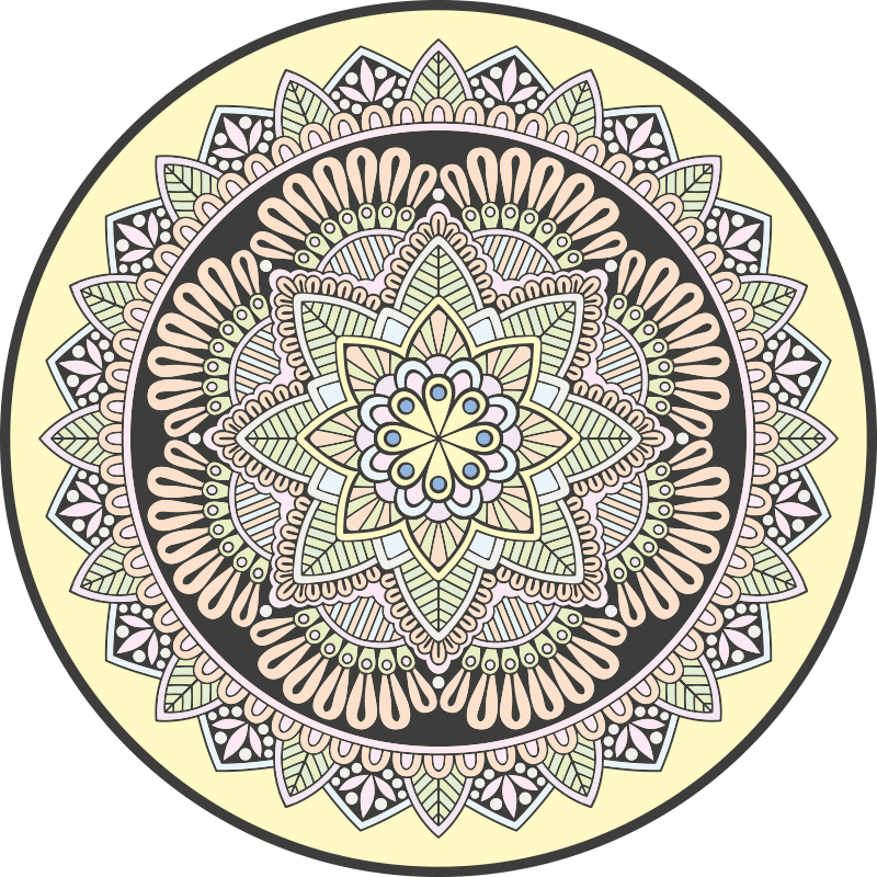 Vinyl teppich mandala komplexes rundmotiv - TenStickers