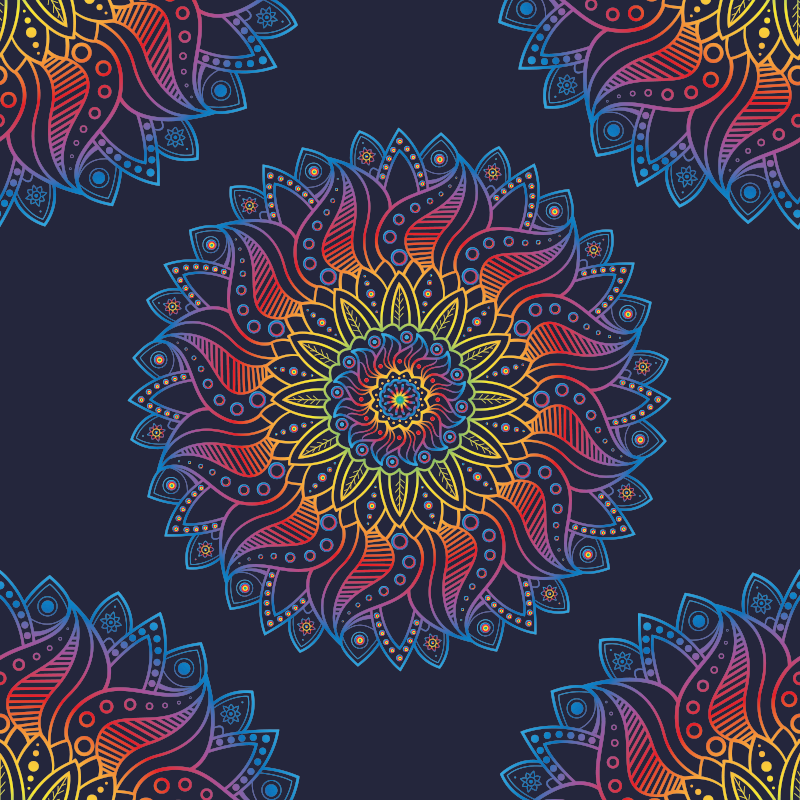 Vinyl teppich mandala in buntem lebhaften design - TenStickers