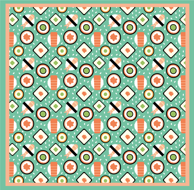 Vinyl Teppich Küche sushi-inspirierte muster - TenStickers