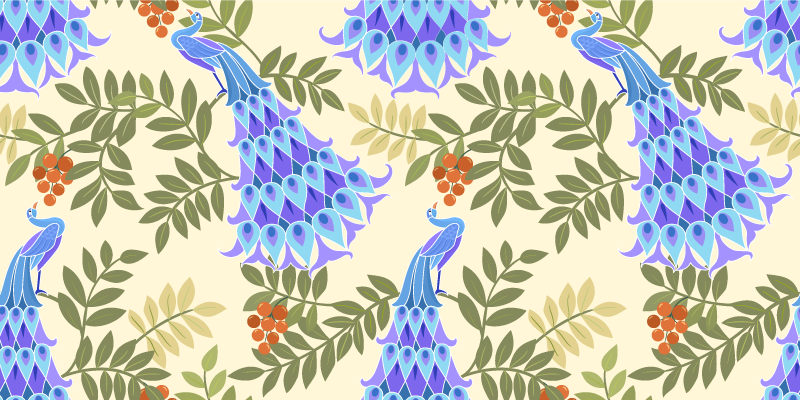 Vinyl teppich blumen im pfauendesign - TenStickers