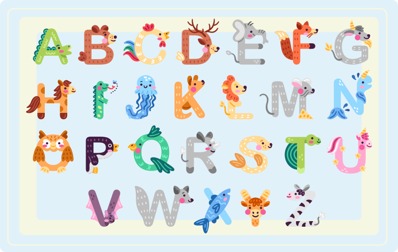 Vinyl Teppich Alphabet alphabetische kreaturen - TenStickers