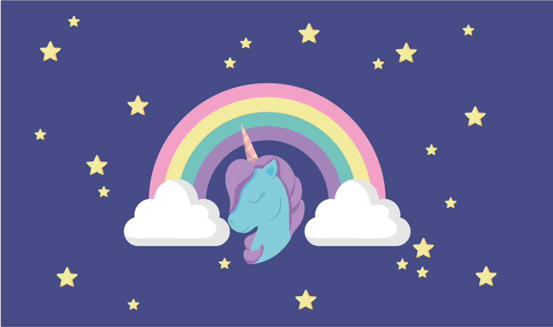 Vinyl Teppich Kinder einhorn regenbogen grafik - TenStickers