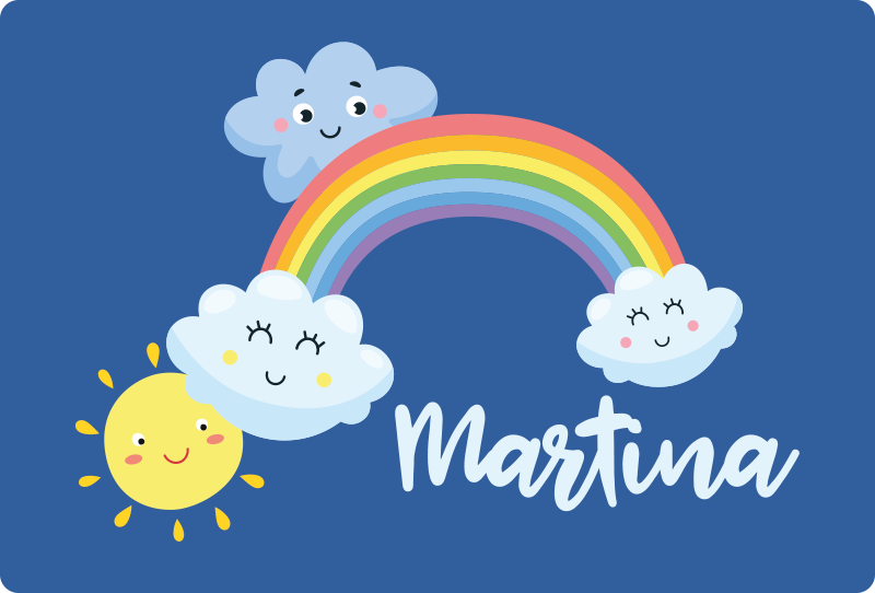 Vinyl teppich kindlich mit regenbogenwolken - TenStickers