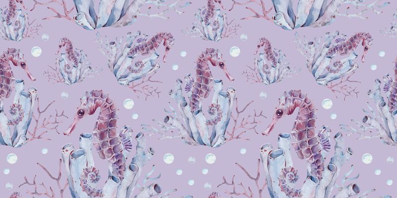 Vinylteppich Tiere Aquarell seepferdchen - TenStickers