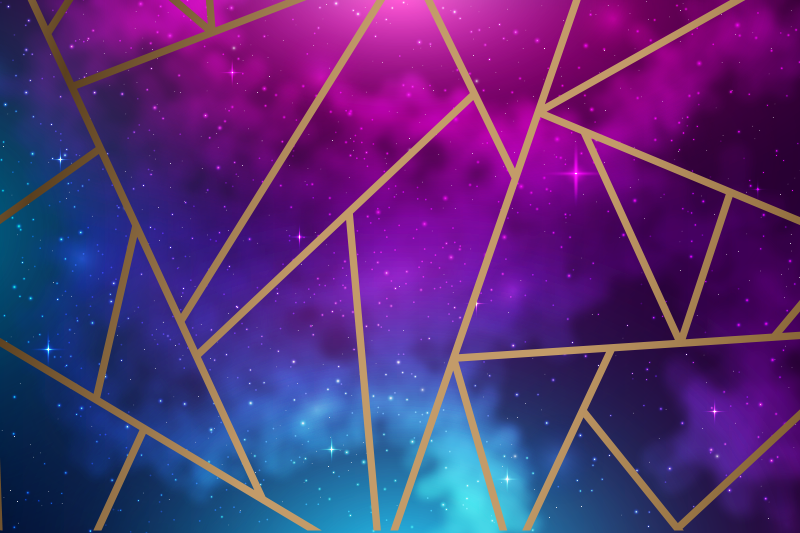 Vinyl teppich geometrisch in kosmischem blau und lila - TenStickers