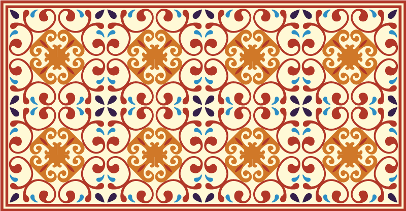 Vinyl Teppich Mosaik aufwendiges botanisches motiv - TenStickers