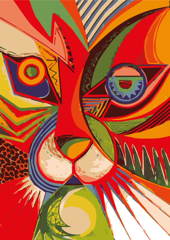 Vinyl Teppich Tiere buntes katzengesicht - TenStickers