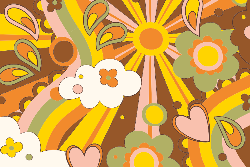 Vinyl teppich kindlich retro blumenexplosion - TenStickers