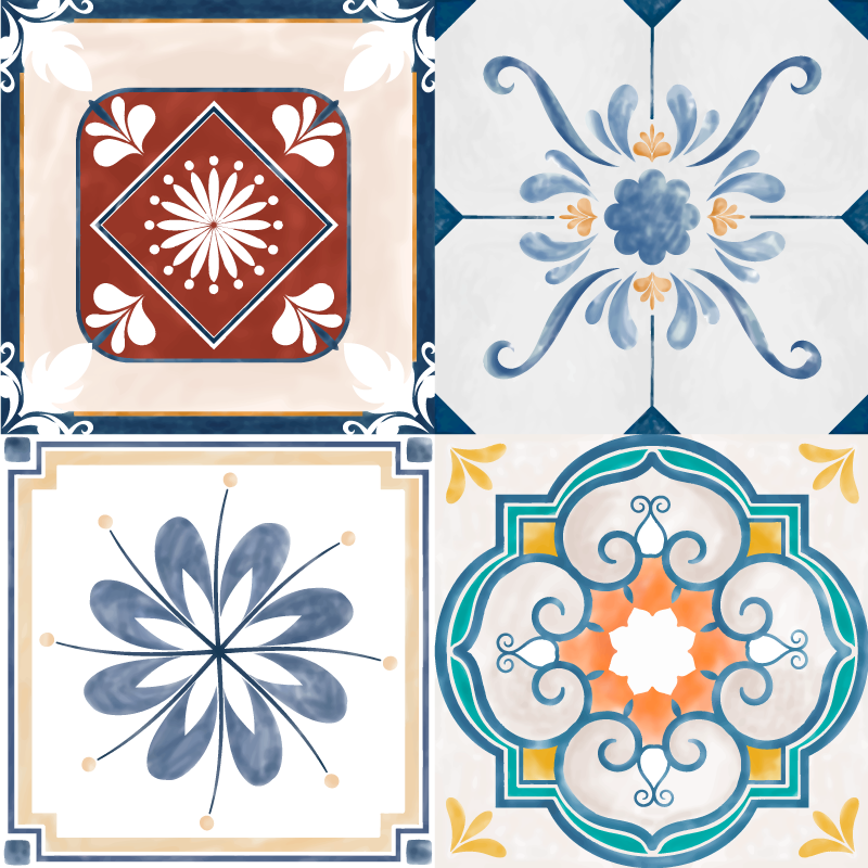 Vinyl Teppich Fliesenoptik bunte geometrische muster - TenStickers