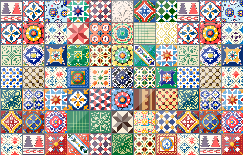 Vinyl Teppich Fliesenoptik lebendige mosaikkeramik - TenStickers