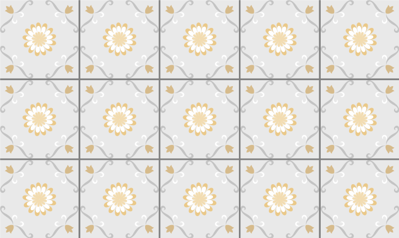 Vinyl Teppich Fliesenoptik elegantes botanisches design - TenStickers