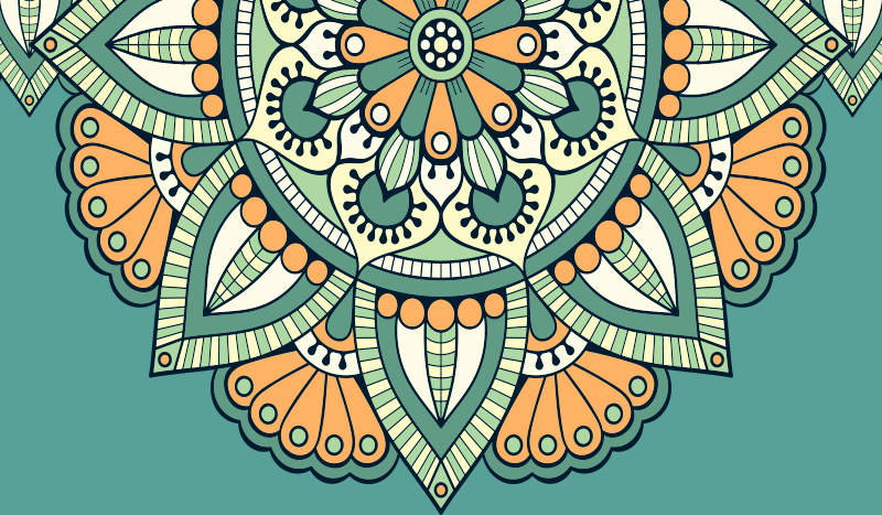 Vinyl teppich mandala mit halbblumigem motiv - TenStickers