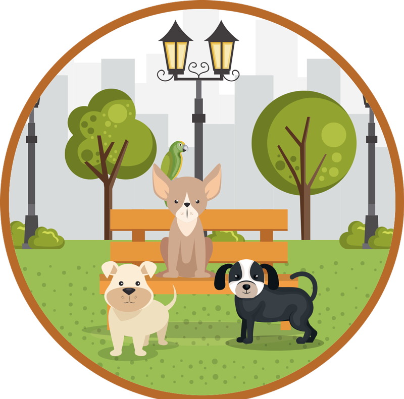 Vinyl teppich tiere hunde im park - TenStickers