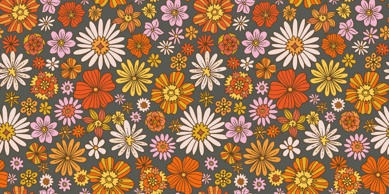 Vinyl Teppich Blumen animiertes set - TenStickers