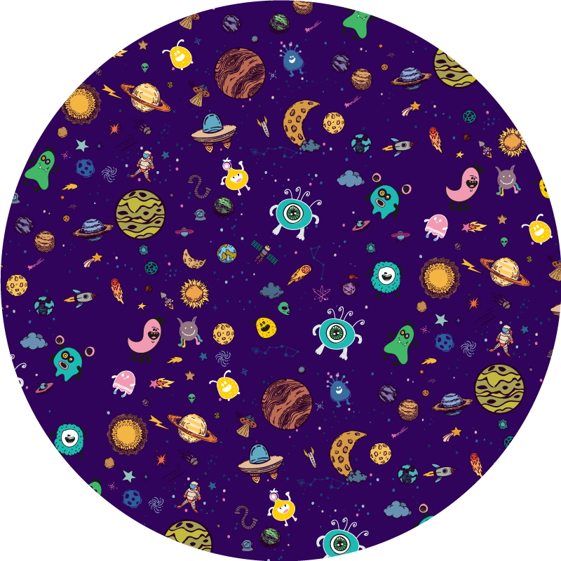 Vinyl Teppich kindlich abenteuer der kosmischen kreaturen - TenStickers