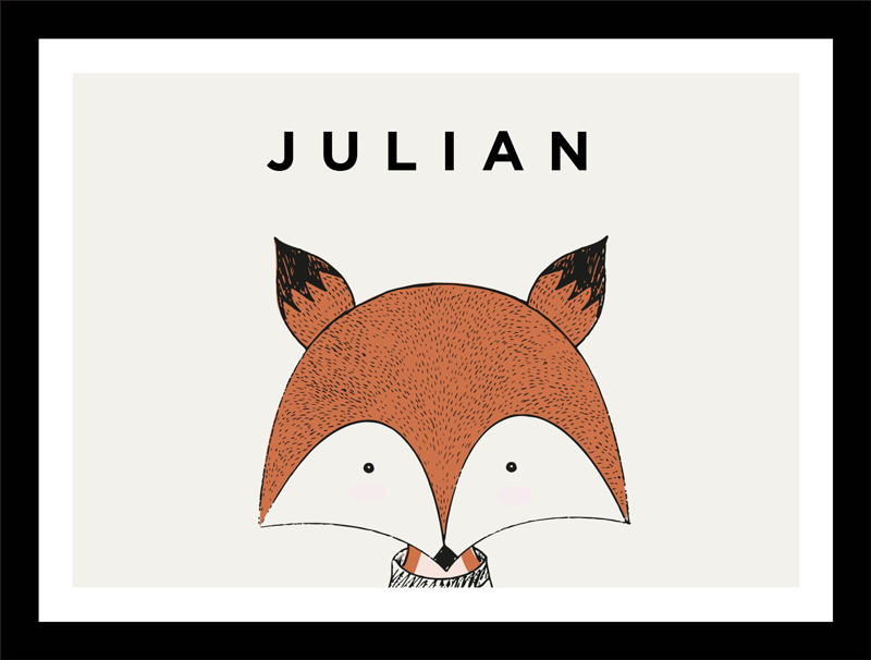 Vinyl teppich mit namen fuchs charakter personalisierung - TenStickers