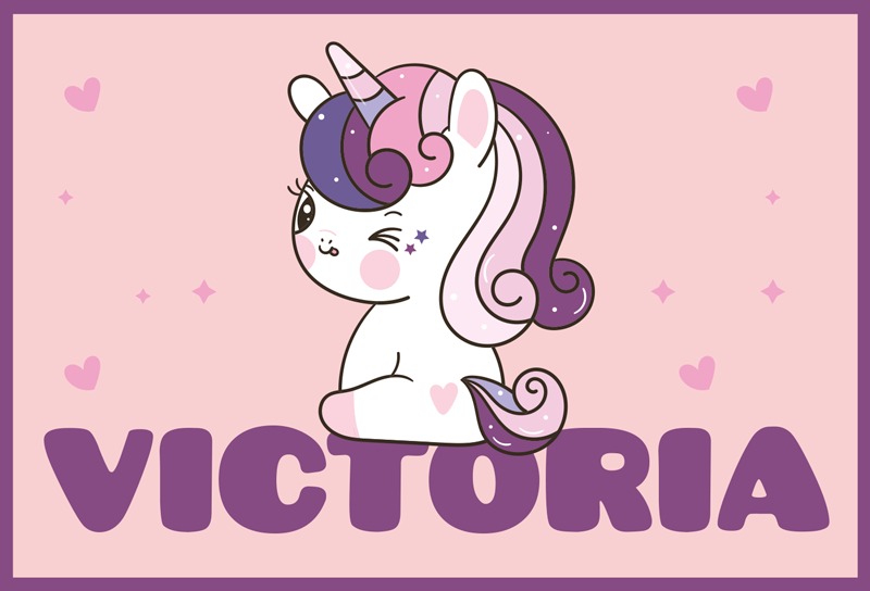 Vinyl teppich mit namen im süßen einhorn design - TenStickers