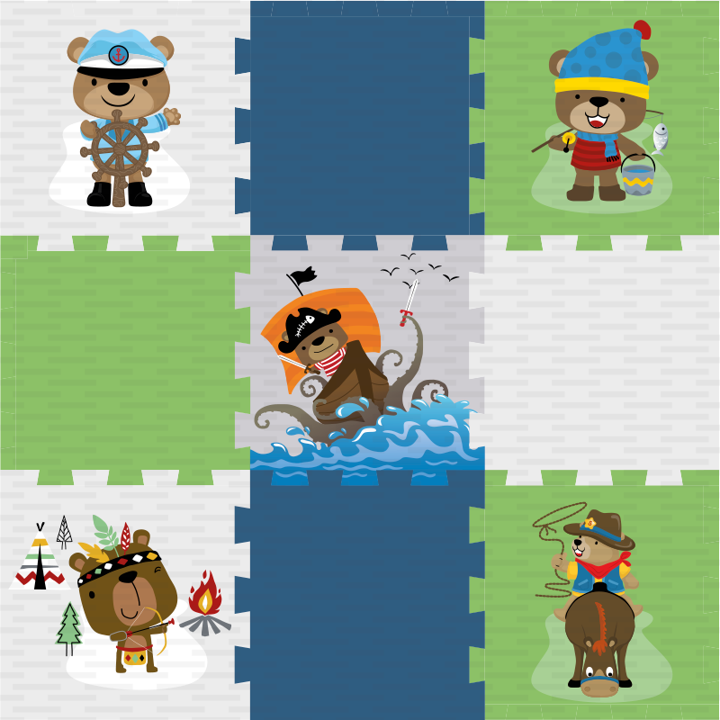 Vinyl Teppich kindlich süßes bärenabenteuer - TenStickers