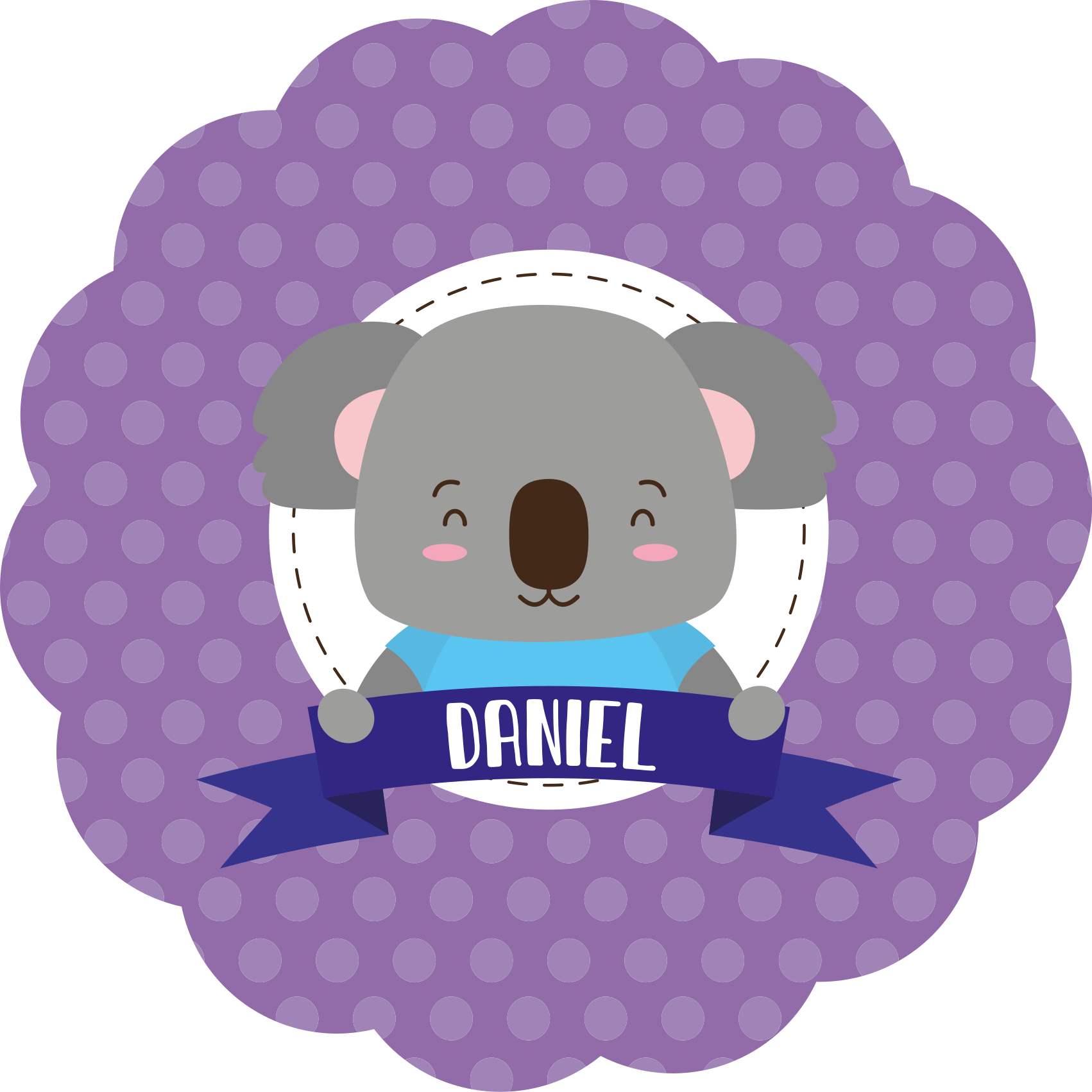 Vinyl Teppich Baby süßer koala mit namen - TenStickers