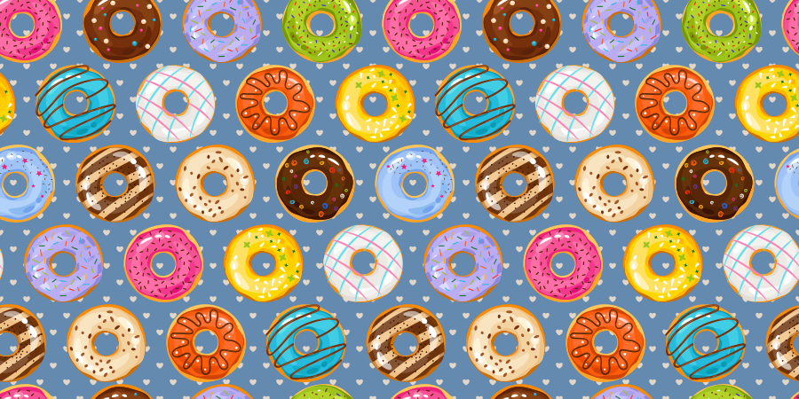 Vinyl teppich küche mit lebhaftem donut-motiv - TenStickers