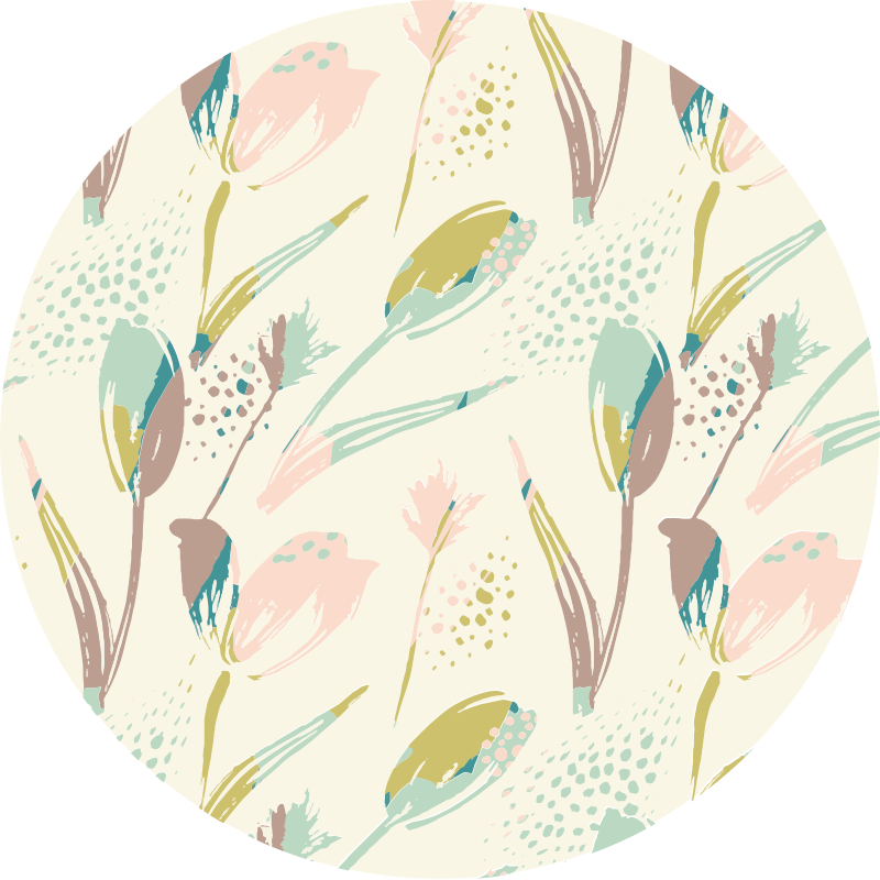 Vinyl teppich blumen mit floralen mustern kreis - TenStickers