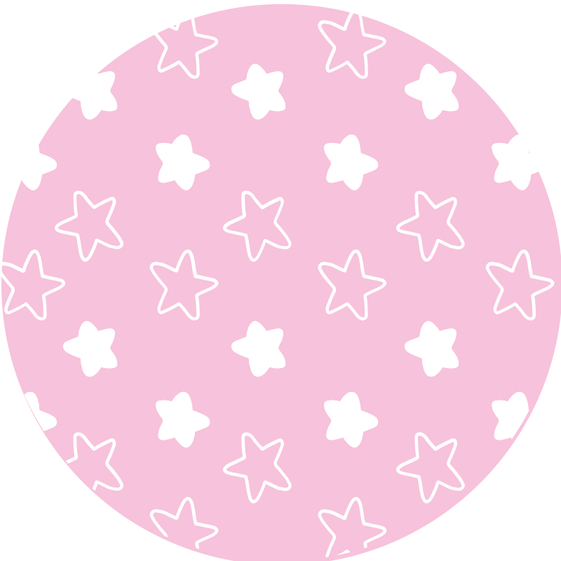 Vinyl Teppich rund rosa sternenmuster - TenStickers