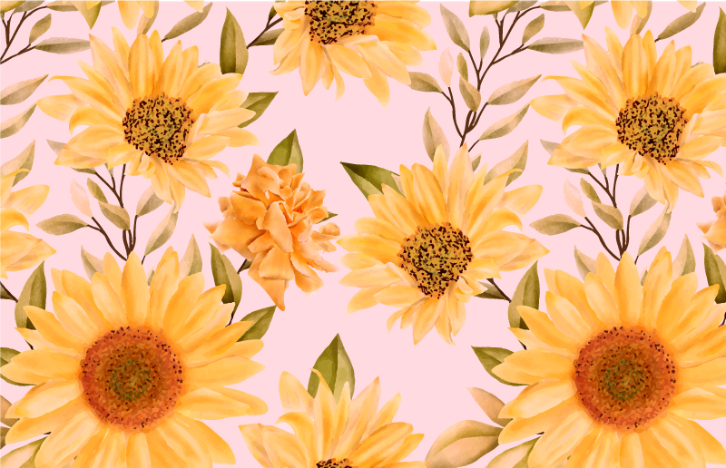 Vinyl teppich blumen sonnenblumen konzept - TenStickers