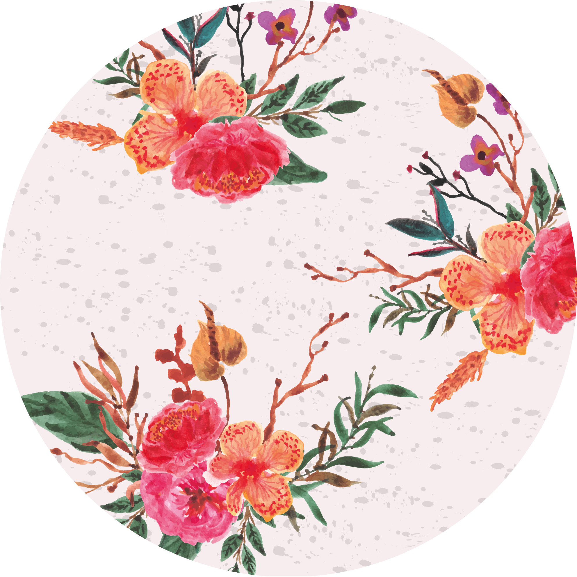 Vinyl teppich blumen pfingstrosen und orchideen - TenStickers
