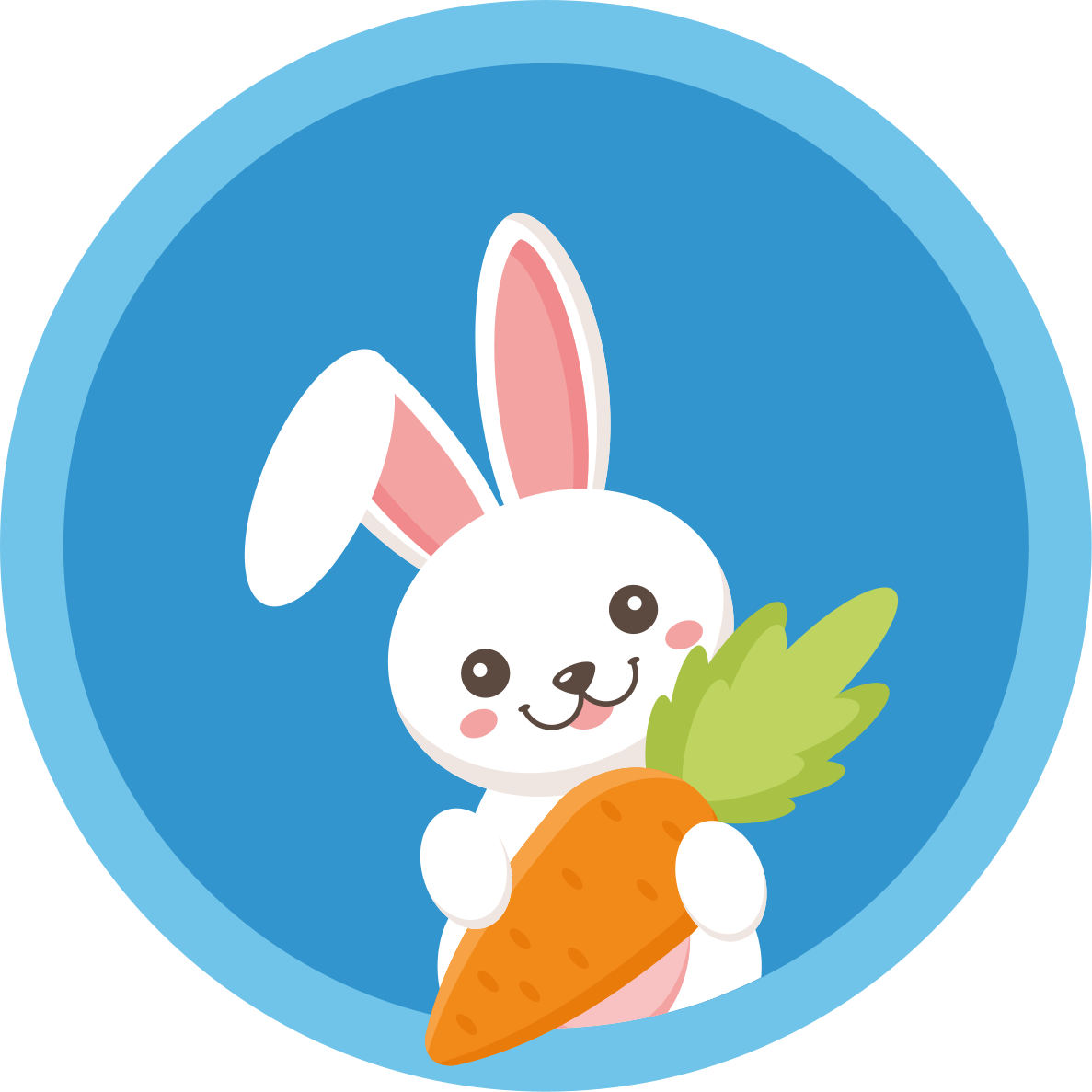 Vinyl Teppich Tiere glückliches häschen mit karotte - TenStickers