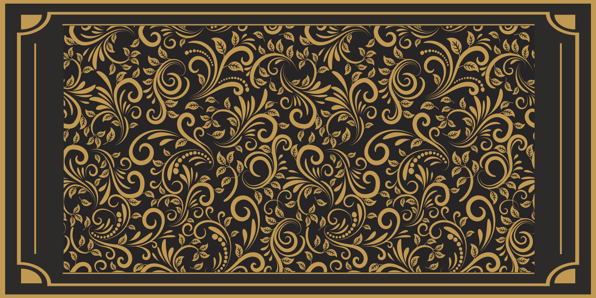 Vinyl teppich flur mit goldenem eleganten laub - TenStickers