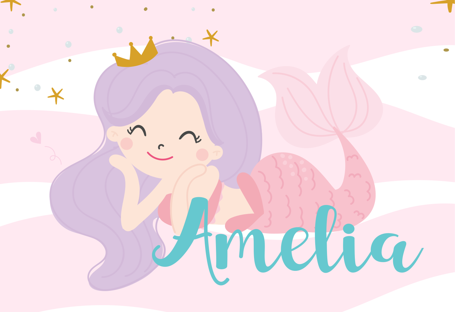 Vinylteppich kindlich Name der meerjungfrau-prinzessin - TenStickers