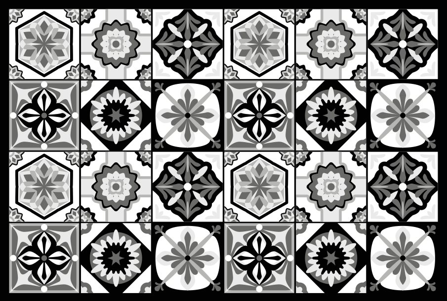 Vinyl Teppich Küche Schwarz weiß und grau - TenStickers